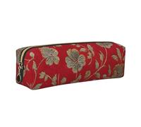 LHFIOHIRG Edged Flowers Leather Pencil Case Pen Pouch with Zipper Multifunction Makeup Bag Stationery Organizer for School Office Travel