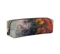 LHFIOHIRG Four Seasons Leather Pencil Case Pen Pouch with Zipper Multifunction Makeup Bag Stationery Organizer for School Office Travel