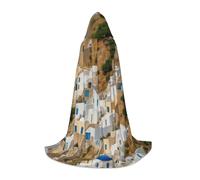 LHFIOHIRG Greek Architecture Print Teenagers Halloween Hooded Cape Long Cloak with Oversized Hood for Cosplay Costume Parties