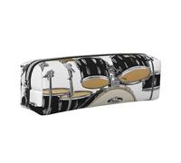LHFIOHIRG Jazz Drum Leather Pencil Case Pen Pouch with Zipper Multifunction Makeup Bag Stationery Organizer for School Office Travel