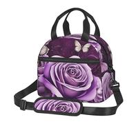 LHFIOHIRG (Purple Butterfly) Insulated Lunch Bag for Kids Adults Boys Girls Reusable Lunch Box with Shoulder Strap Handle for School Office Picnic