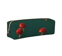 LHFIOHIRG Red Mushrooms Leather Pencil Case Pen Pouch with Zipper Multifunction Makeup Bag Stationery Organizer for School Office Travel