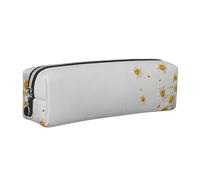 LHFIOHIRG Small Daisies Leather Pencil Case Pen Pouch with Zipper Multifunction Makeup Bag Stationery Organizer for School Office Travel