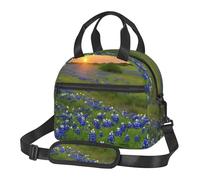 LHFIOHIRG (Texas Bluebonnets Scenery) Insulated Lunch Bag for Kids Adults Boys Girls Reusable Lunch Box with Shoulder Strap Handle for School Office Picnic