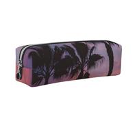 LHFIOHIRG Three Palm Trees Leather Pencil Case Pen Pouch with Zipper Multifunction Makeup Bag Stationery Organizer for School Office Travel