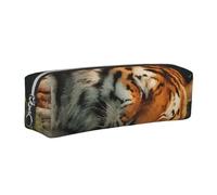 LHFIOHIRG Tiger Leather Pencil Case Pen Pouch with Zipper Multifunction Makeup Bag Stationery Organizer for School Office Travel