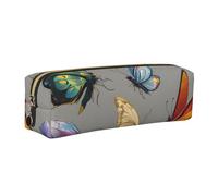 LHFIOHIRG Various Kinds of Butterflies Leather Pencil Case Pen Pouch with Zipper Multifunction Makeup Bag Stationery Organizer for School Office Travel