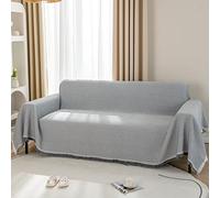 LHGOGO Waffle Weave Sofa Throw Large, Soft Cotton Blend Textured Blanket for 2 Seater Settee, Breathable Decorative Bed Throw, Elegant Furniture Protector for Pets & Kids, 180x230cm, Light Grey