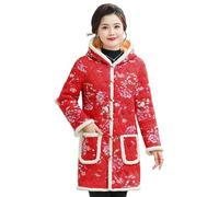 LHHDM Pyjamas for women And Winter Cotton Coat Tops And Jackets Retro Chinese Style Large Size Cotton Jackets For Women-a Red-4xl Suggestion 135-150 Catties