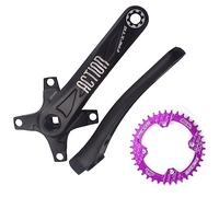 LHHL 104BCD 32T 34T 36T 38T Mountain Bike Hollow Integrated 170/172.5/175mm Crankset Aluminum Alloy MTB Crank Set Round Narrow Wide Chainring (Color : Purple 170mm, Size : 32T)