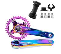 LHHL 104BCD MTB Bicycle Hollow Integrated Crank Arm Set 170mm Mountain Crankset 32T/34T/36T/38T Narrow Wide Chainring Aluminum Alloy Crankset With Bottom Bracket (Color : Multi-colored, Size : 32T)