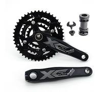 LHHL Hollow Integrated MTB Crank Set 170mm Mountain Bike Crankset With 104BCD 22-32-44T Round Chainring Bottom Bracket (Color : Black, Size : 22-32-44T)