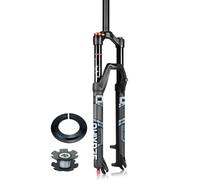 LHHL Mountain Bike Suspension Fork 26/27.5/29'' MTB Air Fork 140mm Travel Rebound Adjust 1-1/8 Straight Front Fork XC AM Black QR 9×100mm Manual/Remote Lockout(Manual,27.5'')