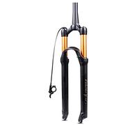 LHHL MTB Air Suspension Fork 26 27.5 29inch XC Mountain Bike Forks Remote Lockout Travel 100mm 1-1/2" Tapered Disc Brake QR 9mm Rebound Adjust Bicycle Fork (Color : Black gold, Size : 27.5")
