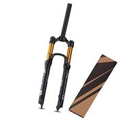 LHHL MTB Suspension Fork 26”27.5”29”Bike Fork XC Mountain Bike Front Forks Travel 100mm Disc Brake Gas Fork Manual Lockout 1 1/8” Straigh Tube QR 9mm (Color : Black+gold, Size : 26inch)