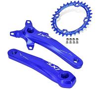 LHHL Square Taper Crankset MTB 170mm Mountain Bike Aluminum Alloy Crank Arm Set 104/64BCD 32/34/36/38T Narrow Wide Chainring Support Single/double/triple Chainring (Color : Blue 170mm, Size : 36T)