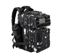 LHI Tactical Military Backpack for Men and Women 25L Army Assault Pack Bag Small Rucksack with Bottle Holder - Black Lightning