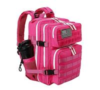 LHI Tactical Military Backpack for Men and Women 25L Army Assault Pack Bag Small Rucksack with Bottle Holder - Rose red