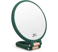 LHIUEM 1x 15x Magnifying Hand Held Mirror，Double Side Travel Mirror with Foldable Handle，1x 15x Magnification Hand Mirror for Women Travel Table Desk (Army Green)