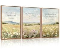 LHIUEM Christian Flowers Framed Canvas Wall Art,Vintage Bible Verse Wall Decor,Religious Jesus Prints,Natural Scripture Artwork for Living Room,Bedroom,Dining Room -24"x36"x3