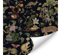 LHIUEM Dark Woodland Peel and Stick Wallpaper(17”X118”) Black Forest Themed Contact Paper Safari Animal Wall Mural Jungle Botanical Wallpaper Wildlife Tiger Monkey Wall Mural Squirrel Paper for Home