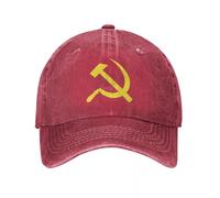 LHJHZDJC Communist Flag Hammer and Sickle Symbol Men Baseball Cap Politics Distressed Denim Washed Hat Cap Unstructured Soft Snapback Hat