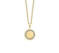 LHJHZDJC GOLD COLOR FILLED ARABIC WORD MOSLEM ISLAM CALLIGRAPHY DISC MEDALLION CZ EDGE NECKLACE PENDANT BAILS FOR JEWELRY Streetwear Accessory for Men Women Casual Gift