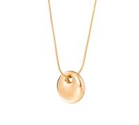 LHJHZDJC Gold silver round pendant necklace women's light luxury collarbone chain high-end autumn and winter versatile round cake couple necklace Gift for Her