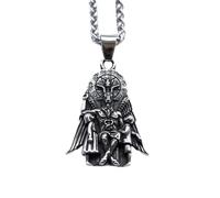 LHJHZDJC men's necklace, 2026 Creative Design Lucifer with Charm Pendant Satan God Label Vintage Retro Jewelry For Men Gift for Her Stainless Steel Pendant