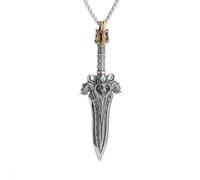 LHJHZDJC men's necklaceTrendy Retro Style King Arthur's Sword Excalibur Round Table Knight Pendant Necklace Men's Punk Handsome Wear Jewelry Everyday Casual Gift Trend