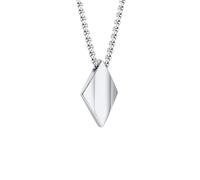 LHJHZDJC Minimalist Geometric Rhombus Necklace for Men, Stacking 8MM Simulated Pearl Beads Chain Collar Streetwear Accessory for Men Women Casual Gift