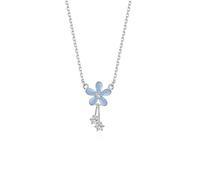 LHJHZDJC Necklace Fashion Silver Daisy and Flower Necklace Collarbone Collarbone Chain Blue Fringed Jewelry for Women and Girl Gifts Gift
