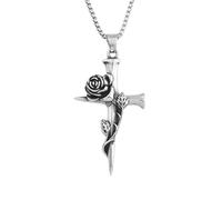 LHJHZDJC Necklace Fashion Vintage Necklace for Women Bramble Rose Flower Sword Cross Pendant Fine Choker Jewelry Sweater Chain Accessories Girls Jewellery Gifts