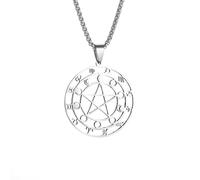 LHJHZDJC necklace men，Exquisite Witchcraft 12 Zodiac Signs Divination Pentacle Moon Necklace Women's Men's Fashion Jewelry，best Gift for Her Stainless Steel Pendant