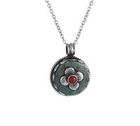 LHJHZDJC necklace men，Retro Fashion Ethnic Style Ruby Pendant Necklace Women's Elegant Palace Style Ball Accessories Jewelry，best Gift for Her Stainless Steel Pendant