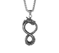LHJHZDJC Norse Viking Dragon Necklace for Men Vintage Self-Devourer Viking Ouroboros Pendant Necklace Hip Hop Jewelry Streetwear Accessory for Men Women Casual Gift