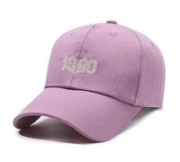 LHJHZDJC Outdoor Embroidery 1980 Pattern Baseball Cap Rocker Breathable Truck Turn-Down Hood Unisex Sun Protection Allrounder Fashion Casual Gift for Her Stainless Steel Pendant