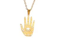 LHJHZDJC Palmistry Hand Pendant Third Eye Necklace Mystical Celestial Symbols Protection Amulet Jewelry Streetwear Accessory for Men Women Casual Gift
