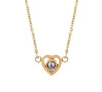 LHJHZDJC Peach heart nano micro sculpture 100 languages I love you DIY photo projection stone love mood couple confession necklace Gift for Her