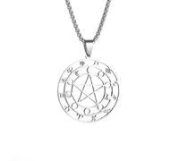 LHJHZDJC pendant necklace，Stainless Steel Witchcraft 12 Constellations Divination Pentacle Moon Phase Necklace Fashion Jewelry for Women/men Everyday Casual Gift Trend