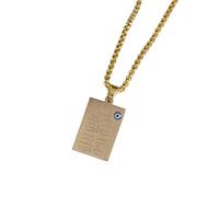 LHJHZDJC Quran Mini Square Pendant Evil Eye Necklace for Men Women Amulet Ramadhan Jewelry congratulations Streetwear Accessory for Men Women Casual Gift