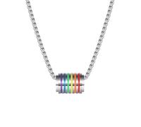 LHJHZDJC Rainbow Color Small Beads Pendant Necklace Striped Bead Gay Pride Jewelry LGBT Statement Pendant Necklace Streetwear Accessory for Men Women Casual Gift