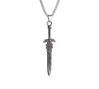 LHJHZDJC Retro Gothic Skull Knight Sword Cross Pendant Necklace for Men Personalized Punk Cool Jewelry congratulations Streetwear Accessory for Men Women Casual Gift