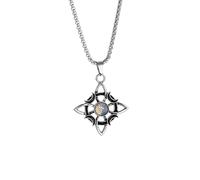 LHJHZDJC unisex gothic necklace Moonstone Witch Knot Amulet Jewelry Retro Witchcraft Celtic Knot March Goddess Necklace Pendant Gift for Her Stainless Steel Pendant