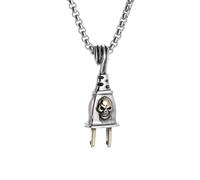 LHJHZDJC unisex gothic necklace Retro Creative Skull Plug Pendant Necklace Men's Personalized Punk Hip Hop Cool Rock Party Jewelry Gift for Her Stainless Steel Pendant