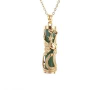 LHJHZDJC unisex gothic necklace Retro Imitation White Jade Dragon Pillar and Phoenix Pendant Necklace Souvenir Jewelry for Men and Women Couples Gift for Her