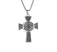 LHJHZDJC unisex gothic necklace Vintage Religious Cross Irish Celtic Knot Pendant Necklace for Men Gothic Punk Lucky Christian Amulet Jewelry Gift for Her