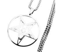 LHJHZDJC women's fashion Large Talisman Baphomet Necklace Goth Pentagram for Men Satan Gothic Goat Jewerly Satan Amulet Lucifer Streetwear Accessory for Men Women Casual Gift
