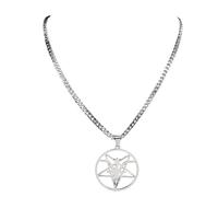 LHJHZDJC women's fashion Satan Goat Head Necklace Pendant patch with the logo of Satan Pin Baphomet statue Sigil Of Lucifer Streetwear Accessory for Men Women Casual Gift