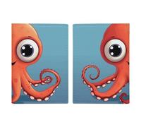 LHJKB Durable PU Material Passport Protective Cover, Big-Eyed Red Octopus Printing Cute Passport Protective Cover Women and Men Passport Cover Wear-Resistant Passport Bag